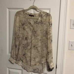Tunic - cream, gray and tan print